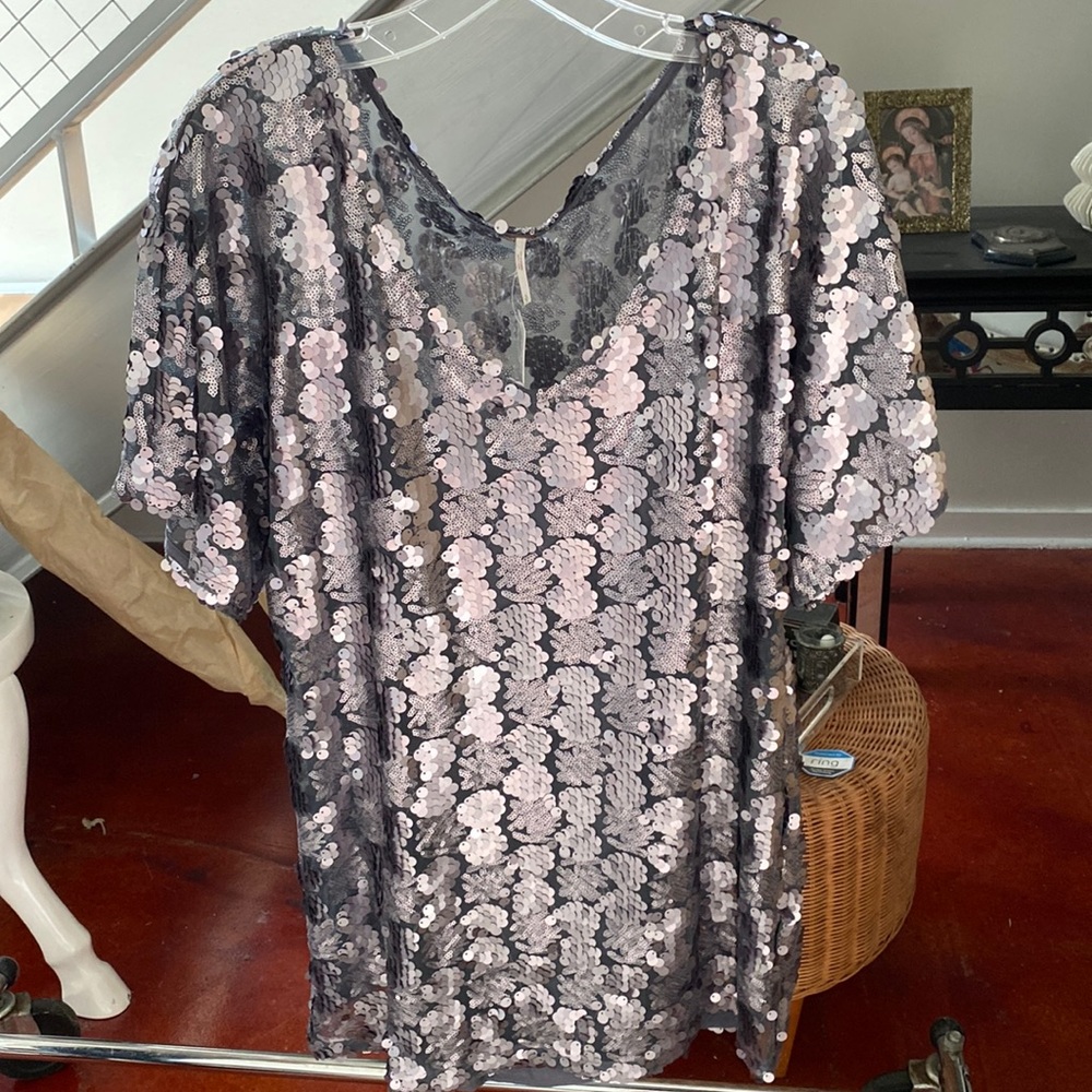 Free People silver sequins dress. Size small new with tags